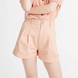 Madewell Twill Pleated Shorts In A Peachy Pink Color Hand Pockets. EUC! Sz 6